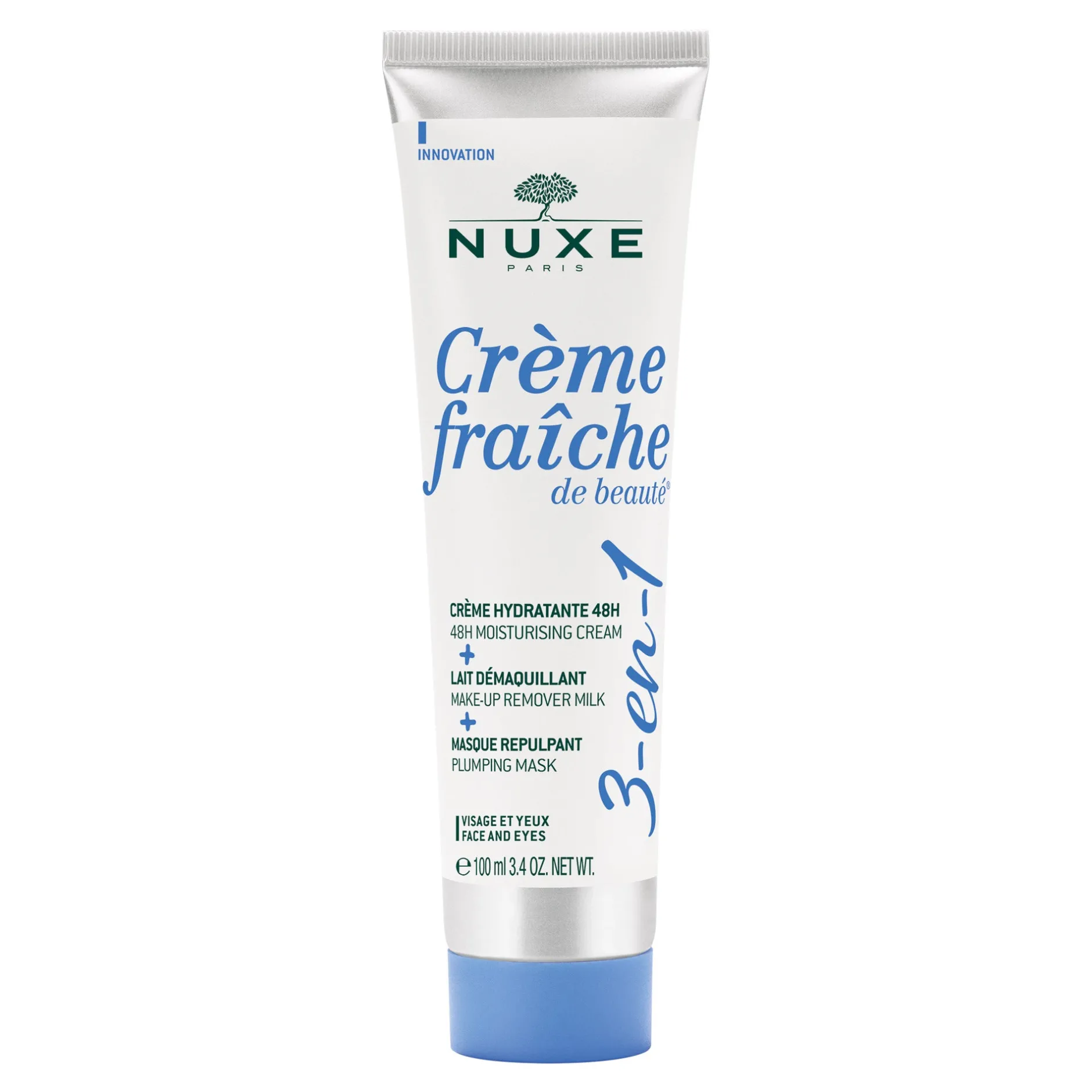 NUXE Maske | Masken & Peelings*Crème Fraîche de Beauté® 3-en-1, 48 H feuchtigkeitsspendende Creme, Reinigungsmilch, Volumenspendende Maske